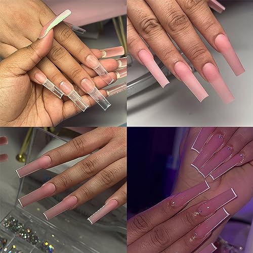 XL Tapered Square Nail Tips No C Curve,500Pcs Clear Medium Half Cover Long Coffin Shaped for Professional Manicure Salon and Home DIY - Image 4