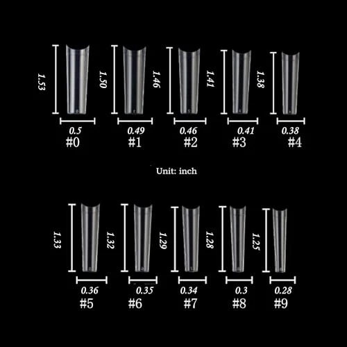 XL Tapered Square Nail Tips No C Curve,500Pcs Clear Medium Half Cover Long Coffin Shaped for Professional Manicure Salon and Home DIY - Image 6