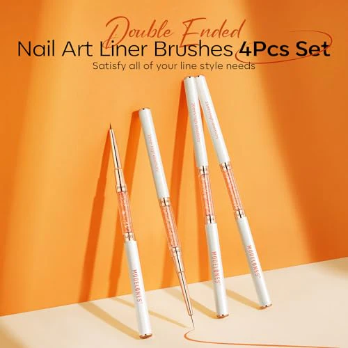 modelones Nail Art Brushes, Super Fine Thin Liner Nail Brush Set Sizes 7/11/15/20mm for Nail Gel Polish Painting Designs with Acrylic Rhinestone Handle Gift For Women - Image 2