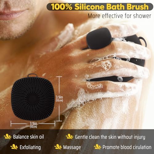 VWMYQ Silicone Body Scrubber for Men, New Upgrade Richer Foam and Effective Cleaning, Premium Silicone Scrubber with Ergonomic No-Slip Handle, Long-Lasting & Easy to Clean, Body Exfoliator Scrubber - Image 4