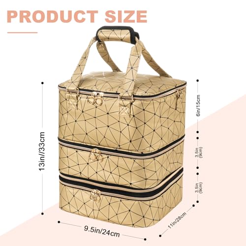 Uross Nail Polish Organizer Bag Holds 84 Bottles Nail Polish & Nail Lamp, Gel Nail Polish Organizers and Storage box for Nail Tech, Nail Kit Supplies Organizer Case-Golden - Image 6