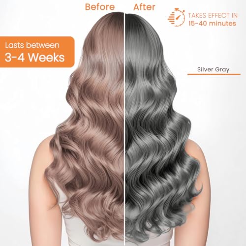 Silver Gray Hair Dye Shampoo 3-in-1 Champu Para Canas Mujer, Instant Herbal Hair Color Treated Shampoo, Long Lasting Easy to Use, for Women Men Valentine's Day Gift, 500ml - Image 2