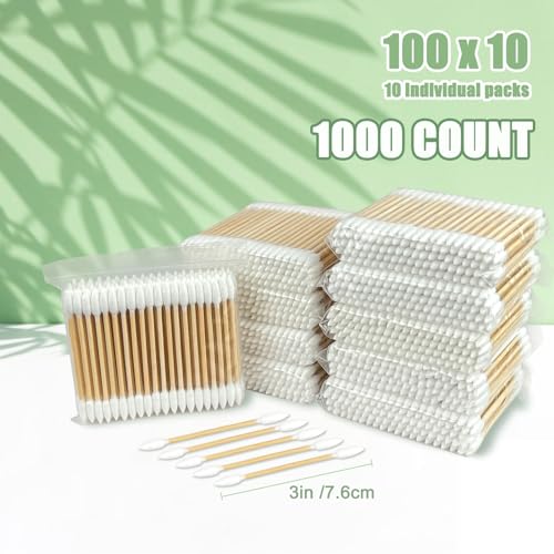 Pointed Tip Cotton Swabs - 1000 Count Double Pointed Cotton Buds - Precision Tips with Bamboo Sticks for Makeup, Nail Tools, Personal Care - Soft and Hypoallergenic for Skin - Image 2