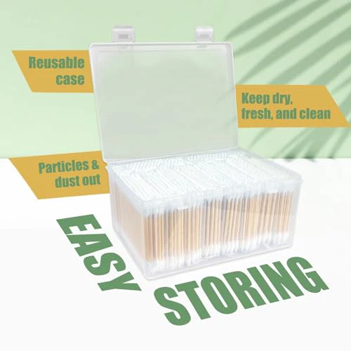 Pointed Tip Cotton Swabs - 1000 Count Double Pointed Cotton Buds - Precision Tips with Bamboo Sticks for Makeup, Nail Tools, Personal Care - Soft and Hypoallergenic for Skin - Image 7