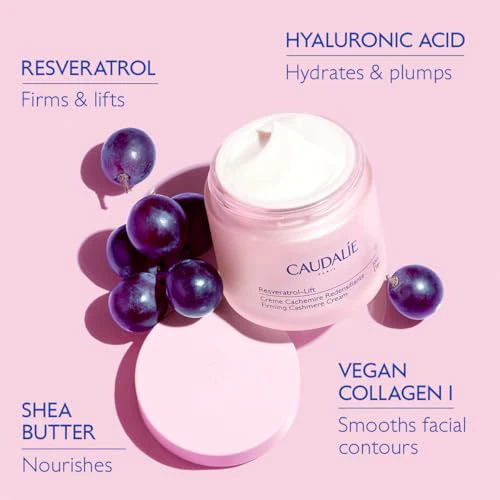 Caudalie Resveratrol Lift Retinol Alternative Firming Cashmere Cream, Anti-Aging Moisturizer with Resveratrol, Hyaluronic Acid & Vegan Collagen, Refill Pod, 1.6 oz - Image 4