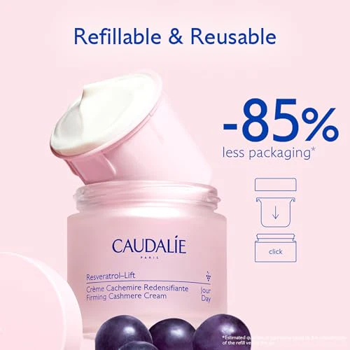 Caudalie Resveratrol Lift Retinol Alternative Firming Cashmere Cream, Anti-Aging Moisturizer with Resveratrol, Hyaluronic Acid & Vegan Collagen, Refill Pod, 1.6 oz - Image 7