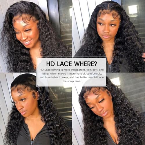 Lemoda 210% Density 13x6 Full Lace Frontal Wig Water Wave Virgin Human Hair Wigs Deep Wave 13x6 HD Lace Front Wigs For Black Women Wet and Wavy Wig 12A - Image 3