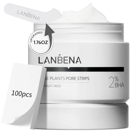 LANBENA Nose Strips for Blackheads (1.76 Oz), 100 pcs Nose Plants Pore Strips, Blackhead Remover Mask, NOTE: Place Bottle in Boiling Water for 5 min to Soften Dry/Solid Cream