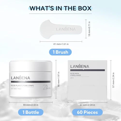 LANBENA Nose Strips for Blackheads (1.76 Oz), 100 pcs Nose Plants Pore Strips, Blackhead Remover Mask, NOTE: Place Bottle in Boiling Water for 5 min to Soften Dry/Solid Cream - Image 2