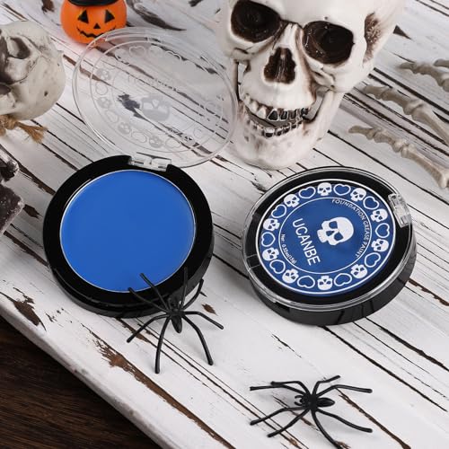 UCANBE Blue Face Body Paint Makeup Foundation, Professional Non-Toxic Greasepaint Palette for Kids & Adults Party, Cream Facepaints for Halloween Cosplay Theater Costume Stage SFX Dress-Up Makeup - Image 7