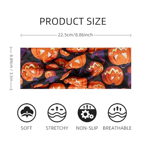AKTVSHOW Halloween Headbands for Women Knotted Headband Elastic Head Bands Women's Hair Band Non-Slip Turban Printed Stylish Sport Sweat Hair Wrap for Girls Cute Hair Accessories - Image 2