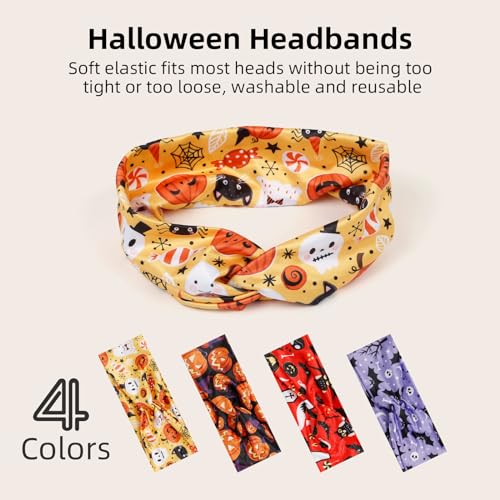 AKTVSHOW Halloween Headbands for Women Knotted Headband Elastic Head Bands Women's Hair Band Non-Slip Turban Printed Stylish Sport Sweat Hair Wrap for Girls Cute Hair Accessories - Image 3
