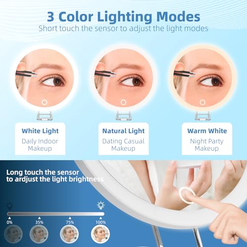 30X Magnifying Mirror with Light, Large 6'' Magnifying Makeup Mirror with Light 30X, Travel Mirror with 30X High Magnification Compact 30X Magnified Mirror with Light, 3 Suction Cup & Adjustable Stand - Image 4