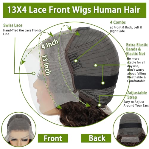 Chocolate Brown Lace Front Wig Human Hair 180% Density Brown Body Wave 13x4 Lace Front Wigs Human Hair for Black Women 4# Colored Wigs Human Hair (24inch) - Image 3