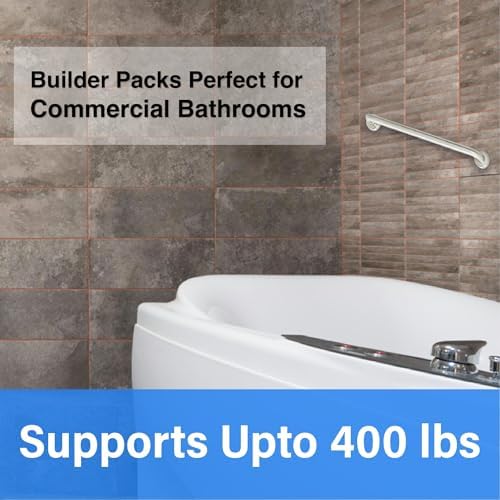16' Peened Grip Stainless Steel Grab Bars | ADA Safety Bars for Seniors, Handicap, Elderly - Holds Up to 400lbs, For Bathtubs and Showers - Image 6