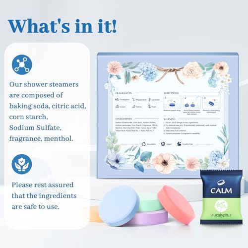Shower Steamers 6 Count, Shower Steamers with Natural Ingredients, 6 Different Scents & Individually Wrapped, Christmas and Birthday Good Option for Her, Mom, Friends - Image 6