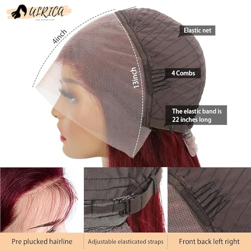 99j Burgundy Lace Front Wigs Human Hair Wigs for Black Women Burgundy Wig 13x4 HD Lace Front Wigs Human Hair Pre Plucked Red Lace Front Wigs Human Hair Straight Lace Front Wigs Human Hair 32 Inch - Image 4