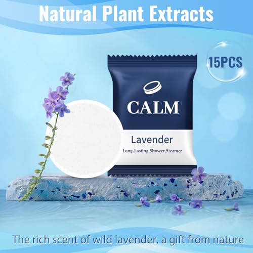 Shower Steamers-15 Pack Shower Bombs with Lavender Scent, Self-Care Presents for Women Who Have Everything, Relaxation Birthday Presents for Women, Valentines Day Presents for Her - Image 2