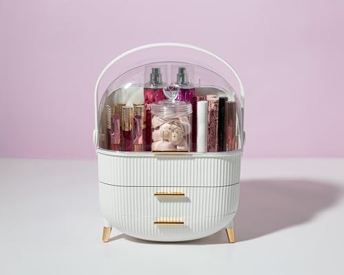 Paris Hilton Makeup Storage Organizer with Lid, Standard, White - Image 7