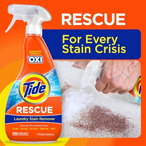 Tide Laundry Stain Remover Spray with Oxi | Stain Remover for Clothes, Carpet, Upholstery, Pet Bedding | Stain Treater Spray for Tough Stains from Wine, Coffee, Grease | 22 Fl Oz (Pack of 2) & 3 Fl Oz - Image 4