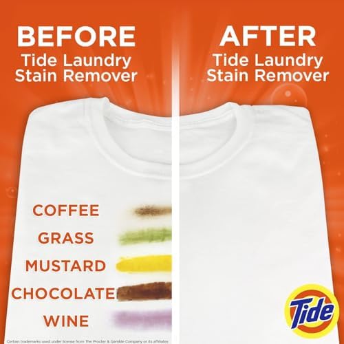 Tide Laundry Stain Remover Spray with Oxi | Stain Remover for Clothes, Carpet, Upholstery, Pet Bedding | Stain Treater Spray for Tough Stains from Wine, Coffee, Grease | 22 Fl Oz (Pack of 2) & 3 Fl Oz - Image 6