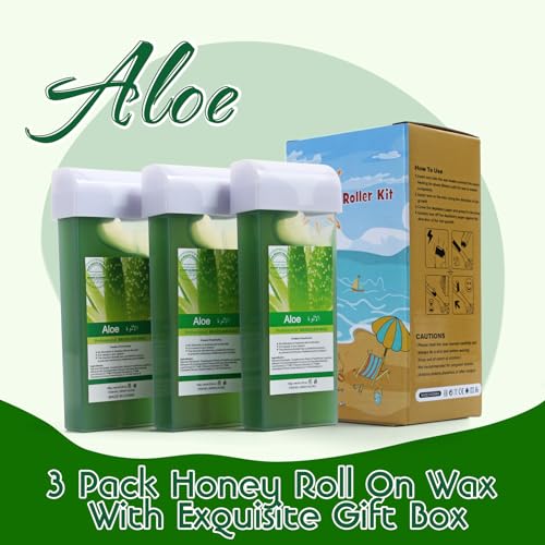 Roll On Soft Wax Refill Kit - 3 Pack Aloe Roller for Painless Hair Removal, Depilatory Cartridges for Body, Legs, Back, Armpits, Bikini Line, Women's Sensitive Skin - Image 2