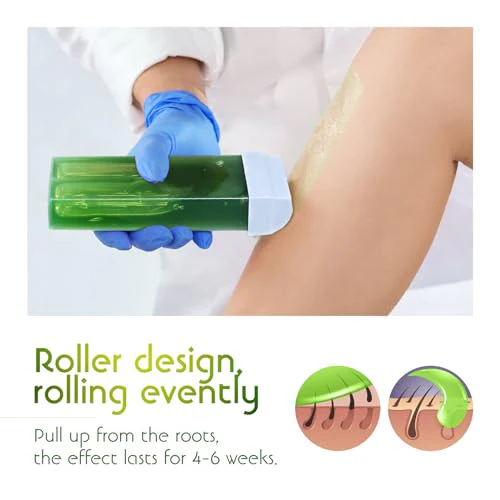 Roll On Soft Wax Refill Kit - 3 Pack Aloe Roller for Painless Hair Removal, Depilatory Cartridges for Body, Legs, Back, Armpits, Bikini Line, Women's Sensitive Skin - Image 4