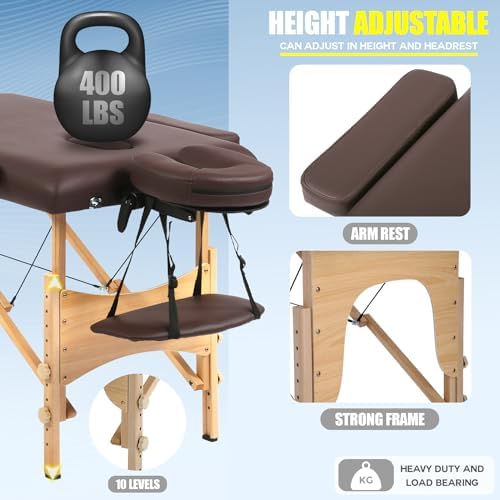PayLessHere Massage Bed Portable Massage Table 2 Fold Lash Bed Adjustable Salon Bed 24 inche Wide Spa Table with Non-Woven Bag for Spa Footmassage Facial CareSpa Tattoo - Image 4