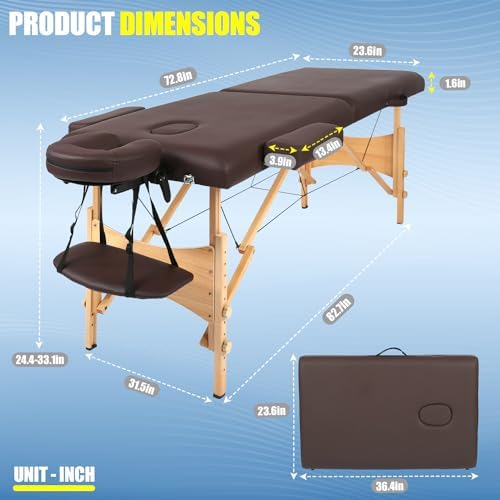 PayLessHere Massage Bed Portable Massage Table 2 Fold Lash Bed Adjustable Salon Bed 24 inche Wide Spa Table with Non-Woven Bag for Spa Footmassage Facial CareSpa Tattoo - Image 7
