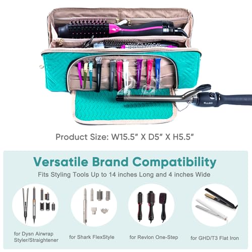 Large Hair Tools Travel Bag with Iron Mat - 2in1 Hair Tools Organizer for Hair Dryer Brush, Flat Irons, Straighteners, Curling Irons, Hair Bag, Makeup Bag, Cosmetic Bag for Travel Essentials - Image 3