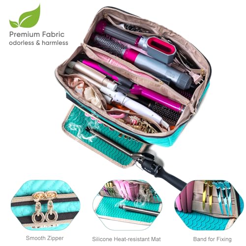 Large Hair Tools Travel Bag with Iron Mat - 2in1 Hair Tools Organizer for Hair Dryer Brush, Flat Irons, Straighteners, Curling Irons, Hair Bag, Makeup Bag, Cosmetic Bag for Travel Essentials - Image 4