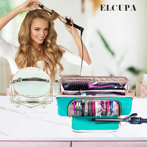 Large Hair Tools Travel Bag with Iron Mat - 2in1 Hair Tools Organizer for Hair Dryer Brush, Flat Irons, Straighteners, Curling Irons, Hair Bag, Makeup Bag, Cosmetic Bag for Travel Essentials - Image 7