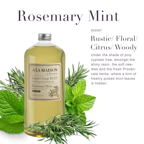 A LA MAISON French Liquid Hand Soap Refill, Rosemary Mint - Natural Hand Wash Made with Essential Oils - Biodegradable, Plant-Based, Vegan, Cruelty-Free, Alcohol & Paraben Free (33.8 oz, 2 Pack) - Image 2