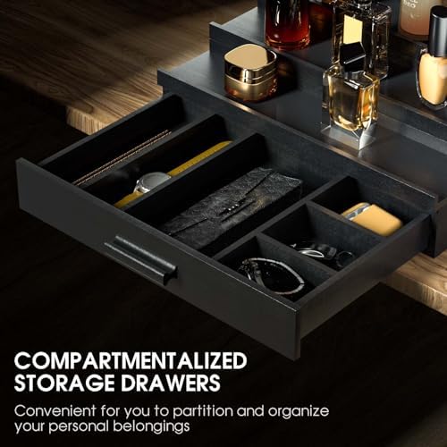 Sephyroth Wooden Cologne Organizer for Men 3 Tier of Elevated Cologne Display Shelf with Drawer Storage Perfume Organization and Storage Display Risers,Great Gift for Man(Black) - Image 2