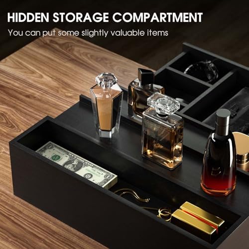 Sephyroth Wooden Cologne Organizer for Men 3 Tier of Elevated Cologne Display Shelf with Drawer Storage Perfume Organization and Storage Display Risers,Great Gift for Man(Black) - Image 3