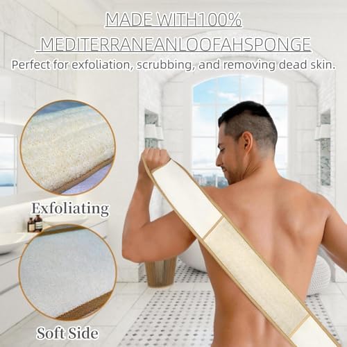 Exfoliating Natural Loofah Sponge Back Scrubber for Shower, Exfoliating Sponge for Shower, Bath Shower Scrubber for Men and Women, Luffa Scrubber to Clean Your Back Deeply Relax Your Body (1 Pack) - Image 4