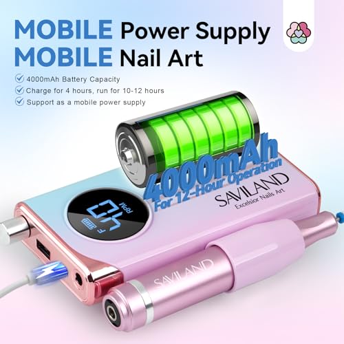 SAVILAND Nail Drill Professional: 40000RPM Electric Nail File 2024 Macaron Gradient Pink Nail Drill Machine for Faster Removel Acrylic Nail Salon at Home Use Manicure Pedicure Manicurist Good Choice - Image 4