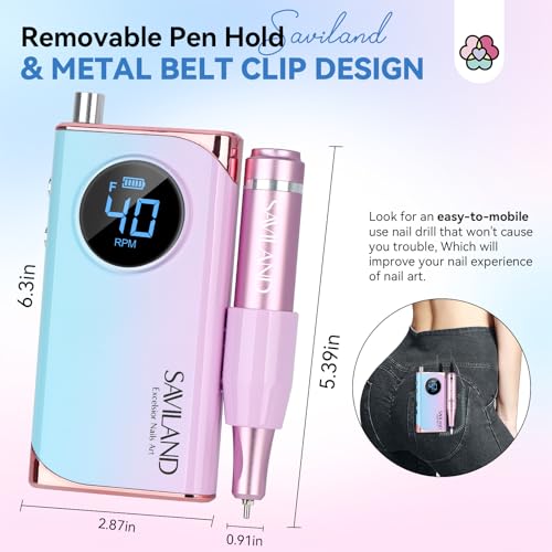 SAVILAND Nail Drill Professional: 40000RPM Electric Nail File 2024 Macaron Gradient Pink Nail Drill Machine for Faster Removel Acrylic Nail Salon at Home Use Manicure Pedicure Manicurist Good Choice - Image 6