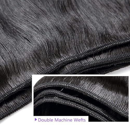 Brazilian Hair Straight Wave 3 Bundles Human Hair 10A Grade Unprocessed Virgin Remy Hair Bundles 24 26 28 Inch Silk Straight Hair Bundles Human Hair Weave Bundles Hair Extensions Double Weft - Image 4