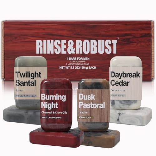 Rinse & Robust Mens Soap 4Pcs Natural Mens Bar Soap Cleansing Soap Bar Set Gift for Men Exfoliating & Moisturizing Luxury Soap FACE BODY HAND SHAVE Soap 4 In 1 All Skin Type |5.3 oz of 4 Bars - Image 8