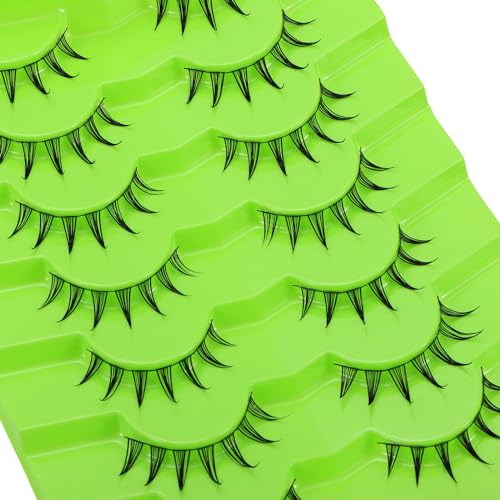 outopen 7 Pairs Manga Lashes Japanese Anime Cosplay Eyelashes Spiky Wet Look Lashes Asian False Eye Lashes Clusters (B07-Manga Lashes 7 Clusters 8-12MM) - Image 6