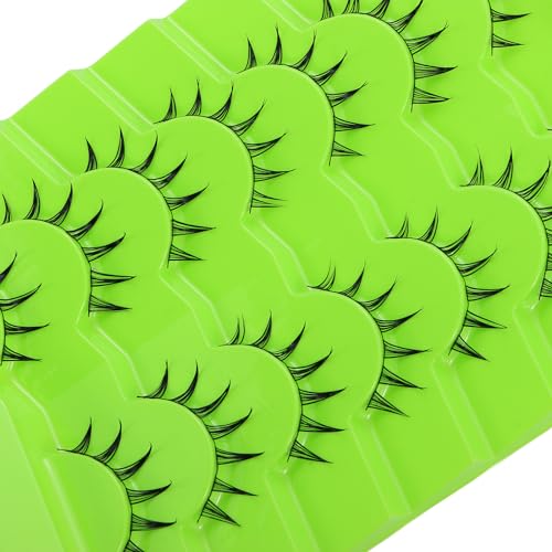 outopen 7 Pairs Manga Lashes Japanese Anime Cosplay Eyelashes Spiky Wet Look Lashes Asian False Eye Lashes Clusters (B07-Manga Lashes 7 Clusters 8-12MM) - Image 7