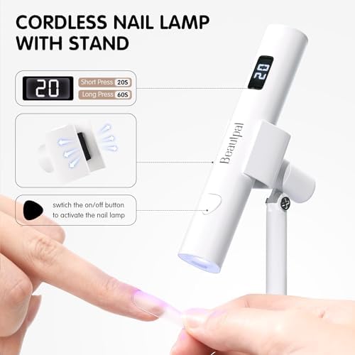 BEAUTPAL Handheld UV Light for Nails Mini Nail Dryer LED Light with Magnetic Stand, LCD Screen - Cordless Rechargeable USB Gel X Lamp Fast Curing for Home DIY Manicure - Image 4