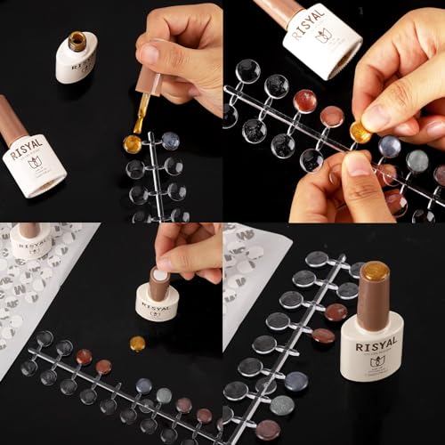 Tbestmax 720 Pcs Nail Polish Swatch Dots Round False Nail Display Tips Transparent Nail Art Color Display Chart with Adhesive Sticker for Nail Polish Training Practicing - Image 3