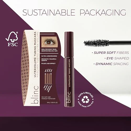 Blinc UltraVolume Tubing Mascara, Volumizing, Lengthening and Curling Mascara, Ultra-Longwearing Washable Mascara, Clean, Vegan and Cruelty-Free - Image 5