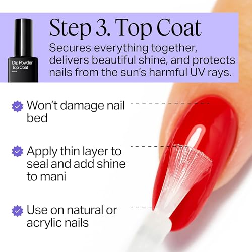 Nailboo Dip Powder Liquid Set, Top Coat, Base Coat & Activator, DIY At Home Manicure, No UV Lamp Needed, For Beginners & Professionals, 0.5 Fl Oz (3 Pack) - Image 5
