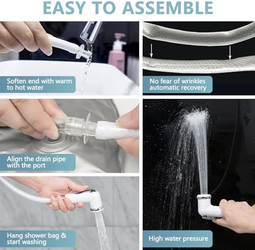 Bedside Shower Water Bag - 2.5 GL Portable Water Shower Bag For Hair Washing In Bed. Use with Inflatable Shampoo Basin, Inflatable Hair Washing Basin, Inflatable Bathtub For Elderly (Grey) - Image 3
