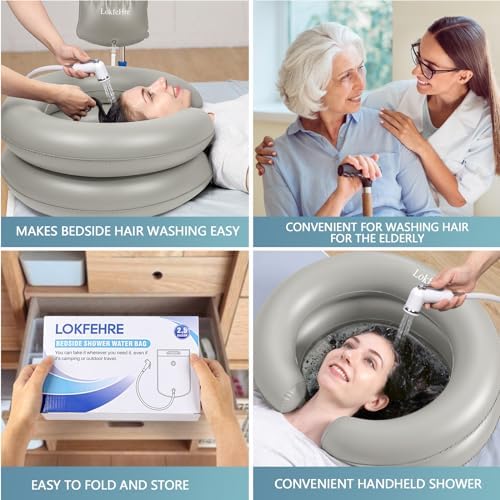 Bedside Shower Water Bag - 2.5 GL Portable Water Shower Bag For Hair Washing In Bed. Use with Inflatable Shampoo Basin, Inflatable Hair Washing Basin, Inflatable Bathtub For Elderly (Grey) - Image 7