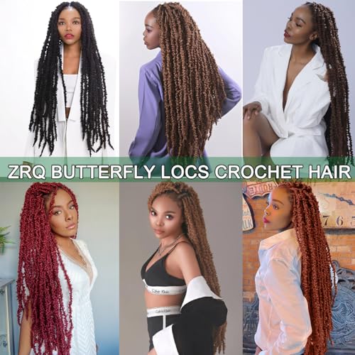 ZRQ 24 Inch Butterfly locs Crochet Hair 6 Packs Soft Distressed Locs Color 27,Pre-looped Blonde Faux locs Crochet Braids Goddess Locs For Women（6 Packs,27#) - Image 7
