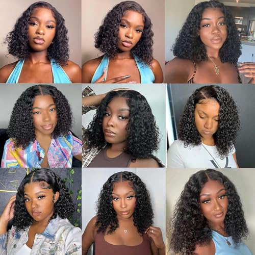 Wear and Go Glueless Wigs Human Hair Pre Plucked Pre Cut Deep Wave Curly Bob Wig Human Hair Lace Front Wigs for Black Women 4x4 Lace Closure Human Hair Bob Wigs Glueless 8 Inch - Image 6